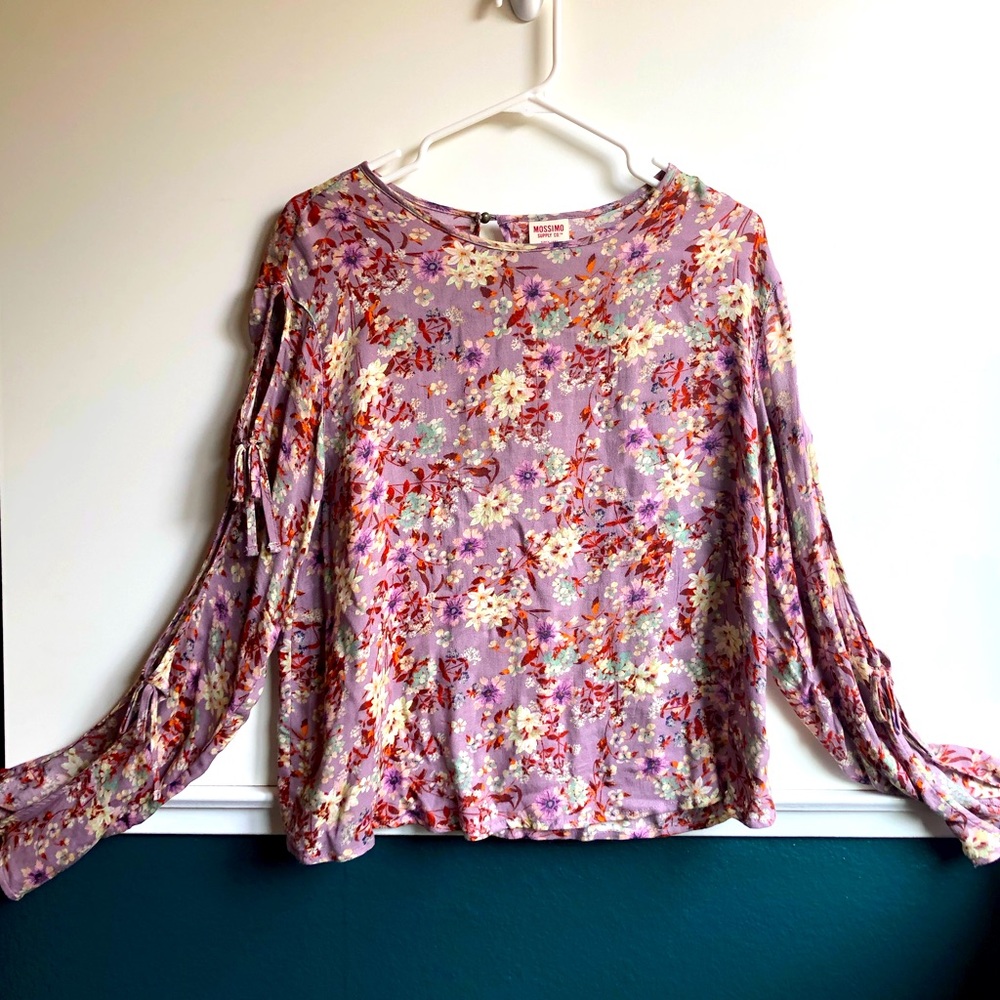 Floral, so soft, long-sleeve top with arm cut-outs